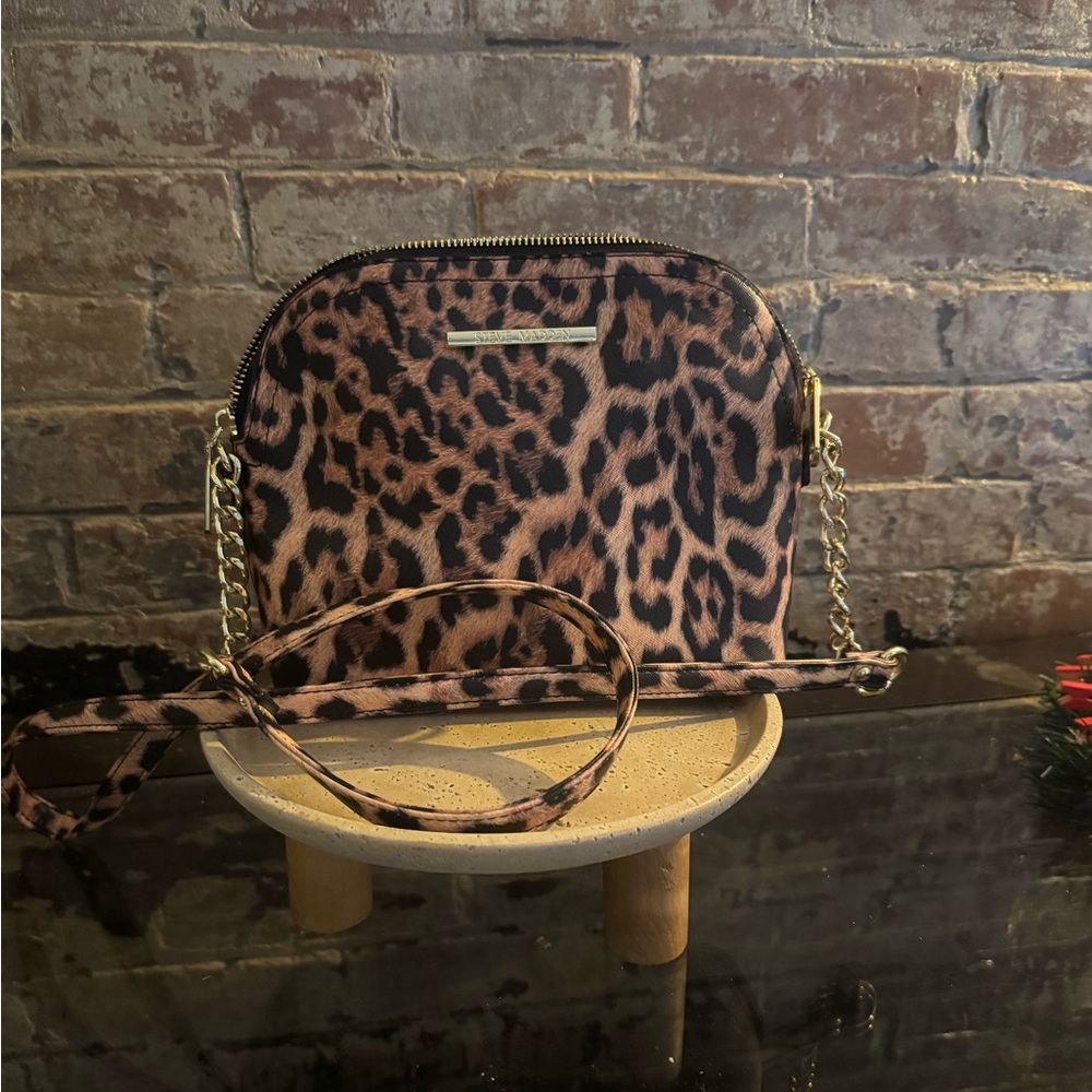 Steve Madden Animal Print Crossbody Bag with Gold Chain